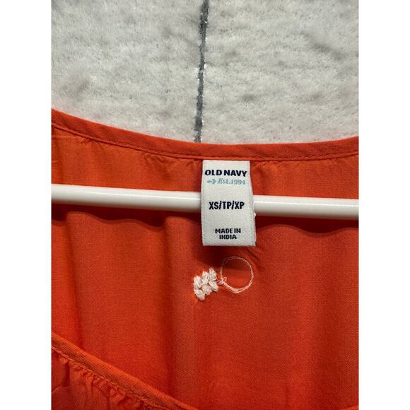 Adorable Summer Dress XS Orange White Embroidered Flowers Bling Fairy Old Navy - Picture 4 of 10